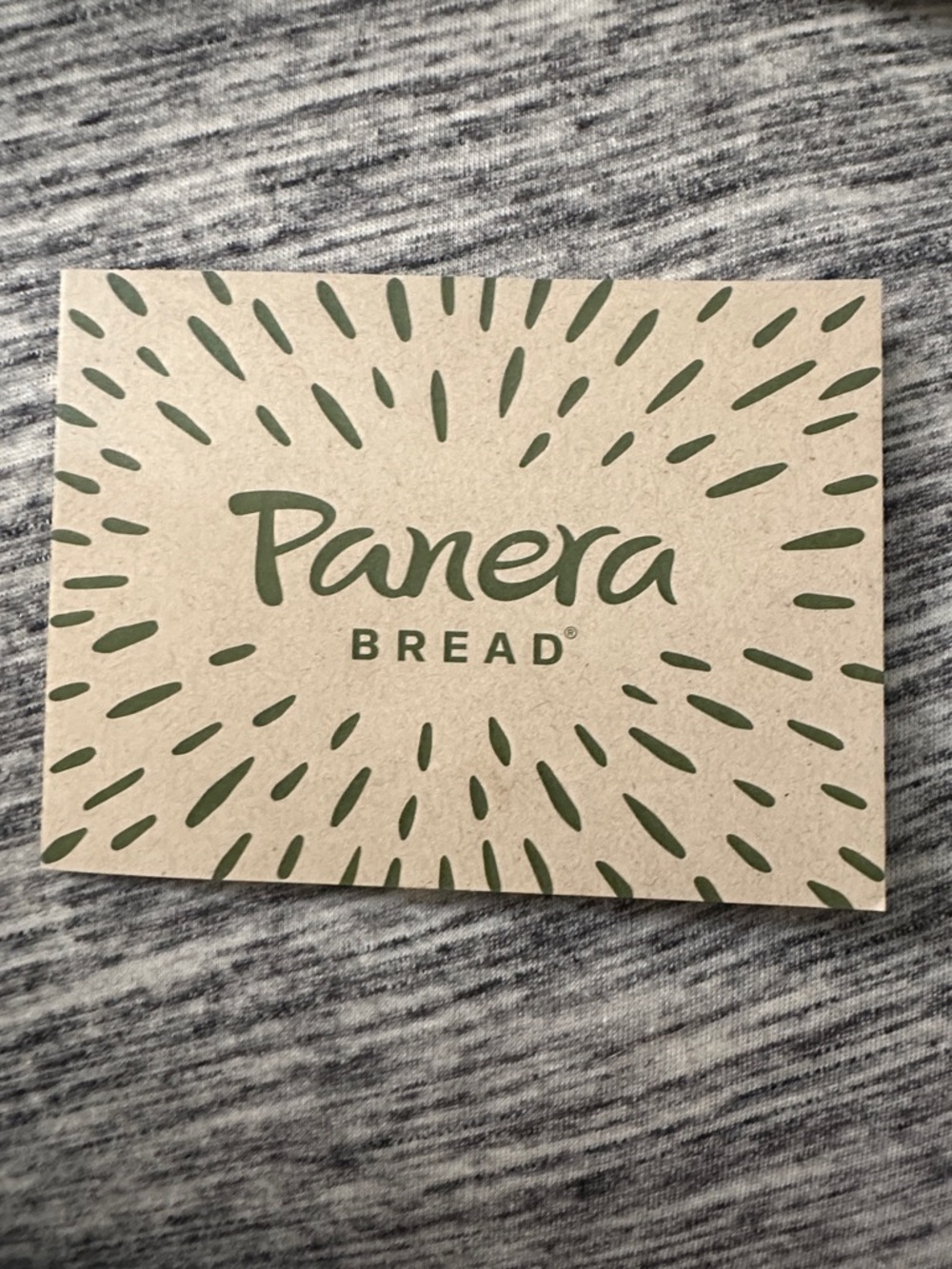 Panera Bread green and tan branded card